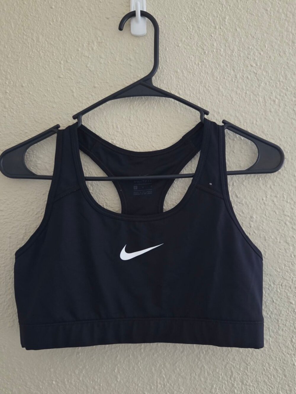 Nike Womens Swoosh Sports Bra Large Black Dri-FIT Racerback
